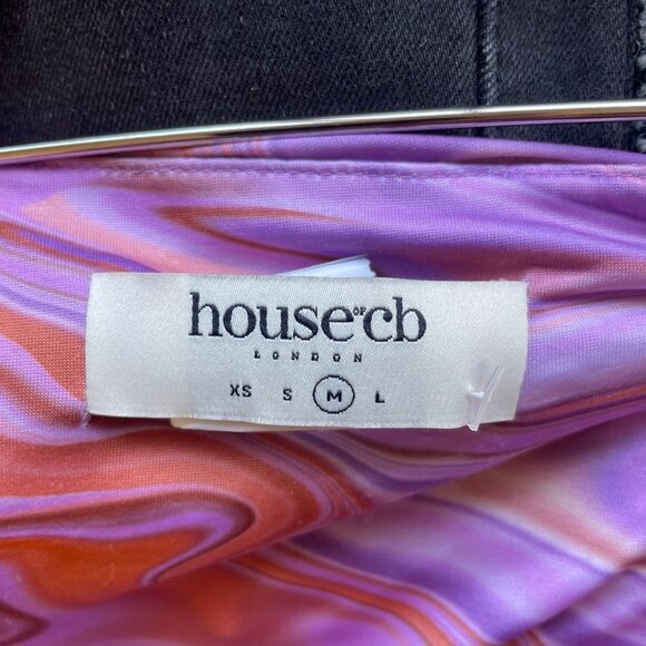 House of CB London Kasia Purple Swirl Print Cut Out Midi Dress Size M - Picture 9 of 12